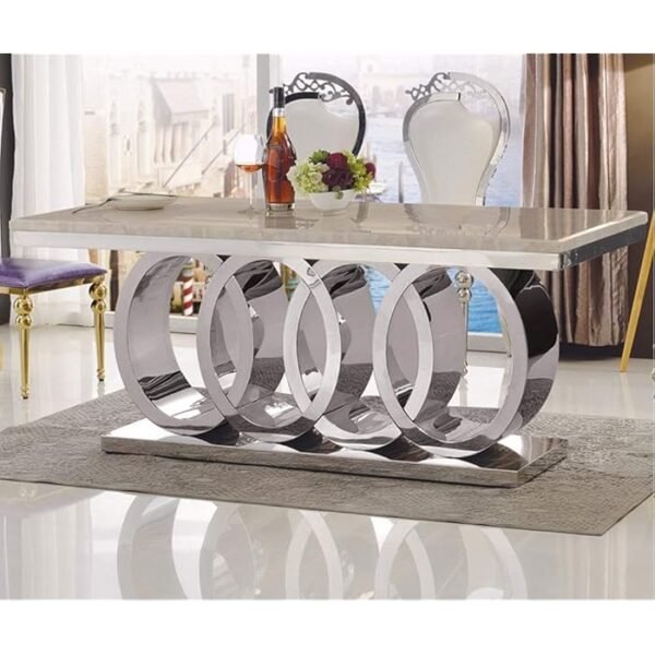 Audi Design Silver Luxury modern dining room sets dining table and chairs dining table sets - Image 2