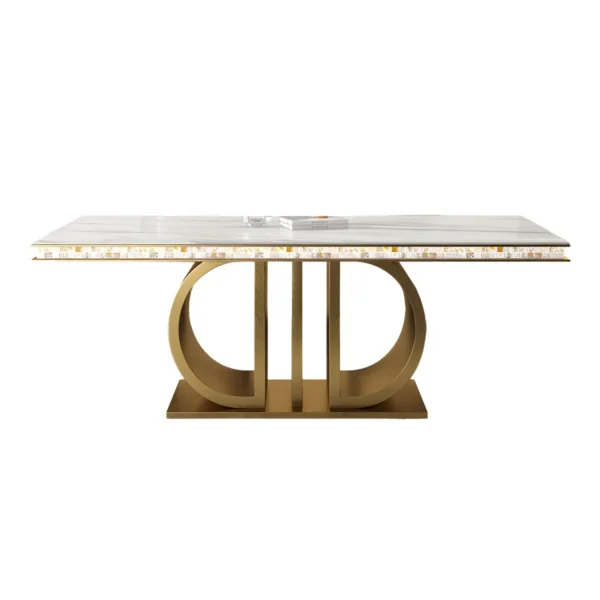 modern dining table set luxury rectangular dining room table and chair dining table set marble top - Image 3