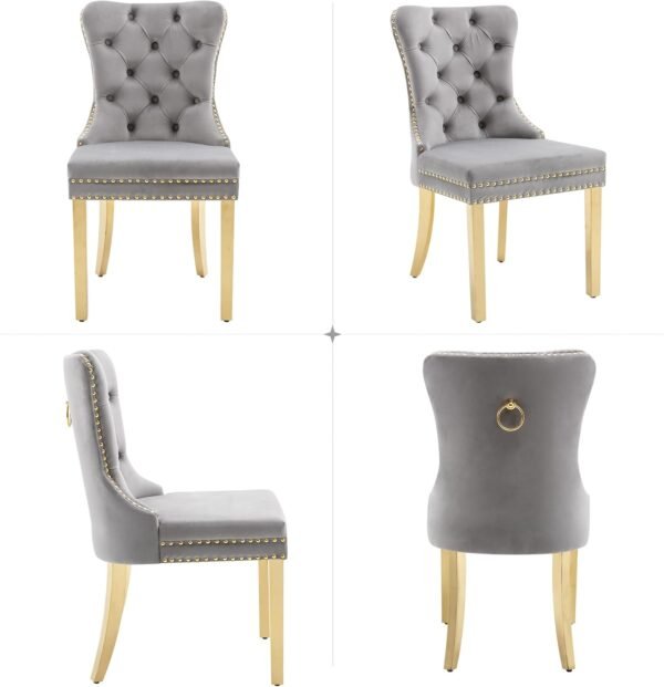 EMILY GREY/GOLD DINNING CHAIR - Image 2