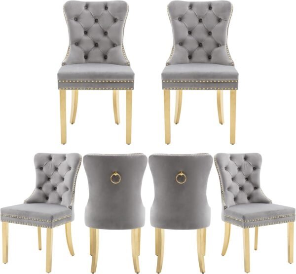 EMILY GREY/GOLD DINNING CHAIR - Image 4