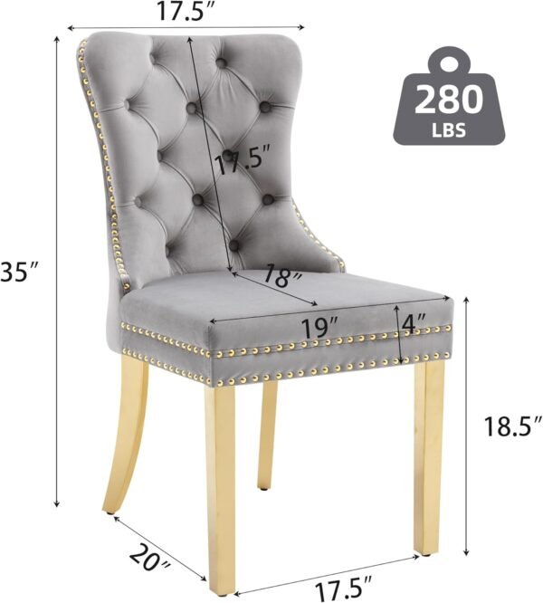 EMILY GREY/GOLD DINNING CHAIR - Image 3