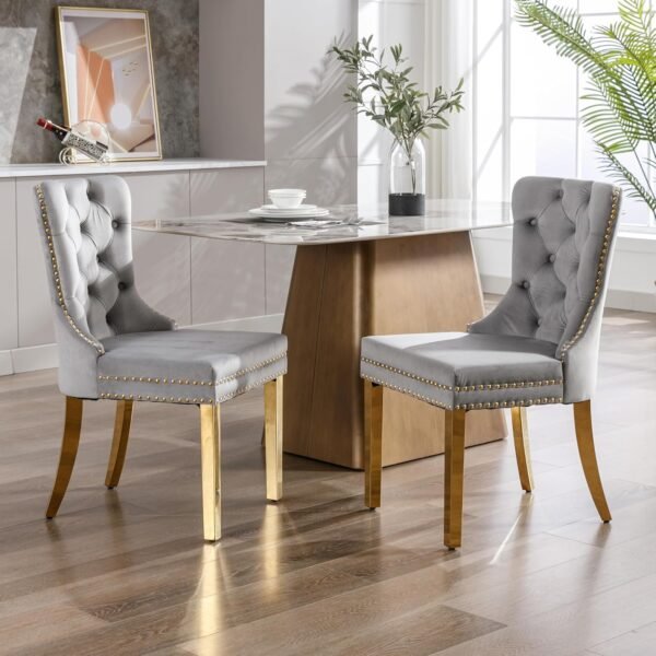 EMILY GREY/GOLD DINNING CHAIR
