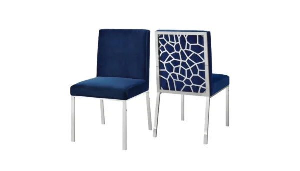 Dining Room Chair Blue Silver Leg