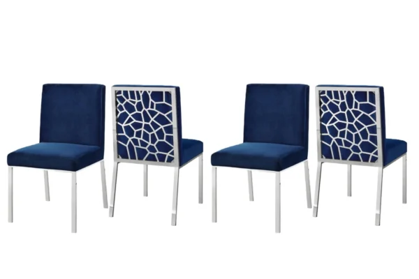 Dining Room Chair Blue Silver Leg - Image 2