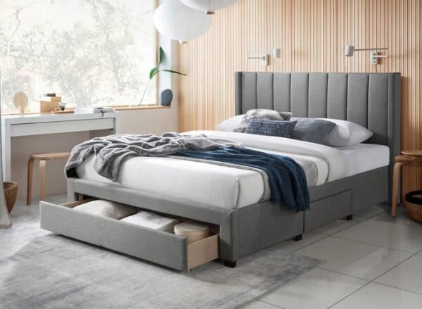 Simcoe Drawer Storage Bed (Grey Velvet) - Image 2