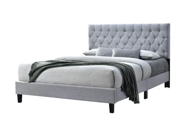 New York Grey Fabric Platform Bed - Image 3