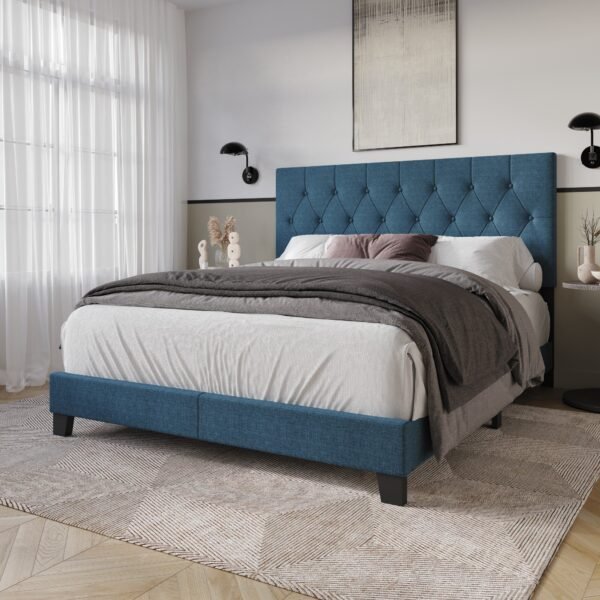 Diamond BedFrame (Blue Velvet)